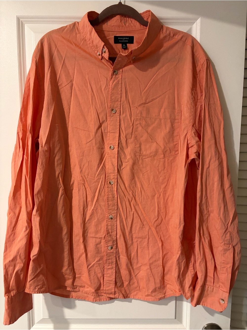 Banana Republic Factory Button-Up Shirt in Coral Orange